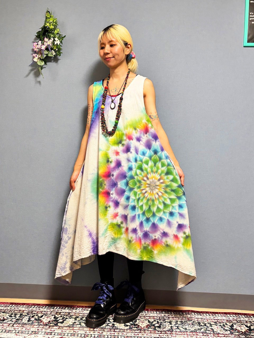 タイダイ ノースリーブ ワンピース 幻想的な大曼荼羅 HD23-54