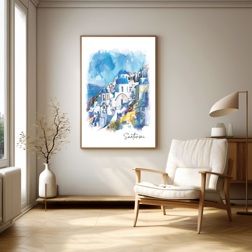 ガエーゴス サントリーニ 絵画 アート （y11090santorini-oia
