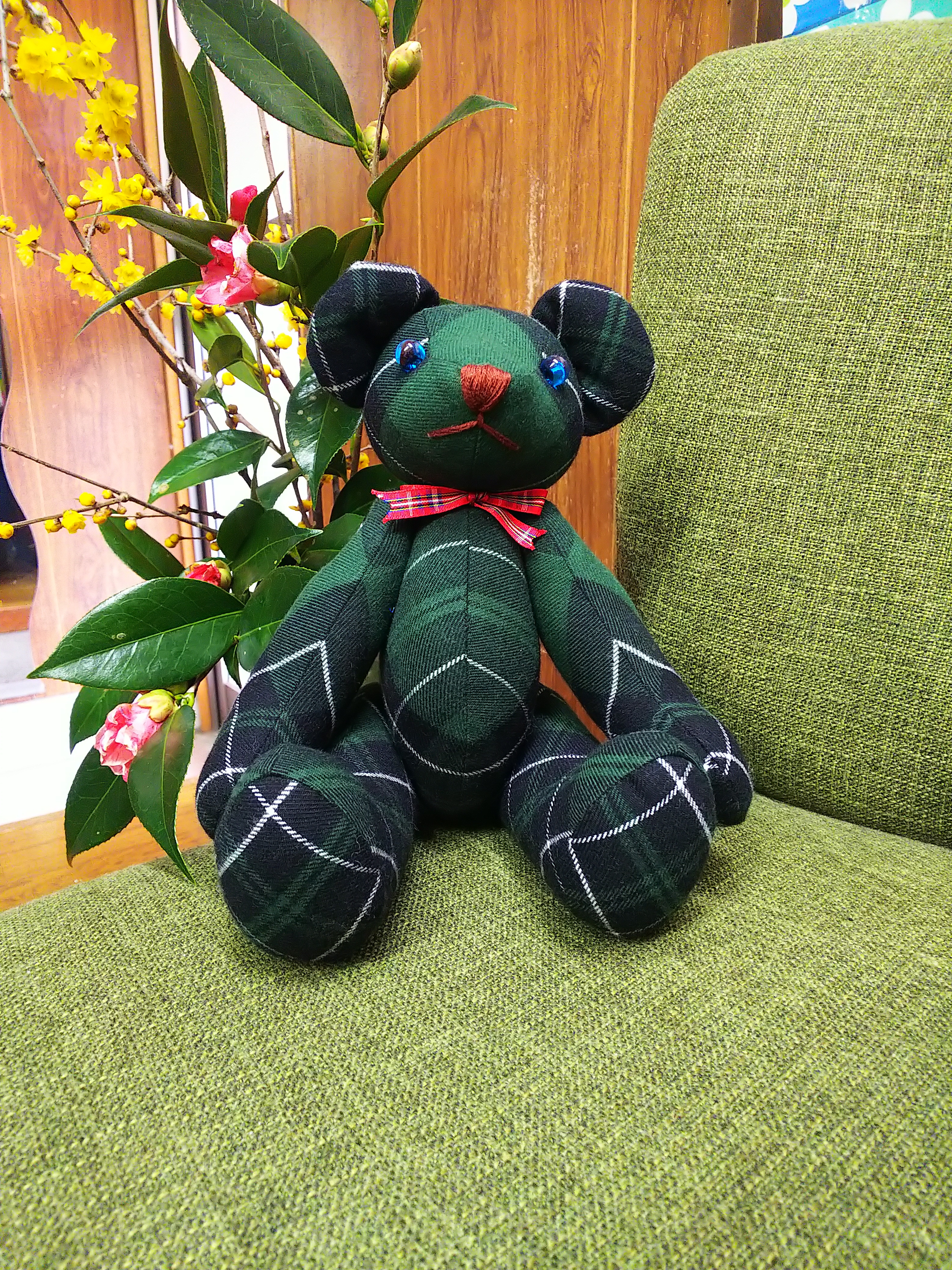 グリーンチェックくまさん　中