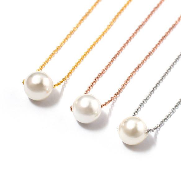 上品！ツヤあり天然パール18K金純金コーティングステンレス