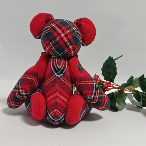 赤チェックくまさん 中 ぬいぐるみ Aton 通販 18861222｜Creema(クリーマ)
