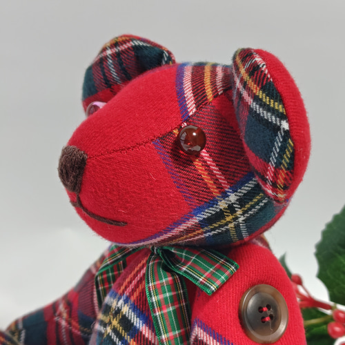 赤チェックくまさん 中 ぬいぐるみ Aton 通販 18861222｜Creema(クリーマ)