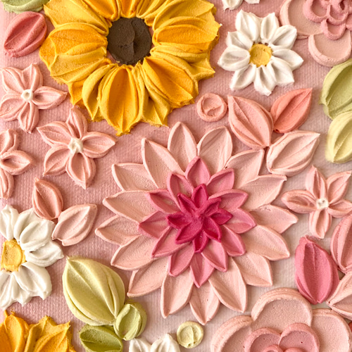 春早割】◇フラワー テクスチャーアート 花 立体 パネルアート