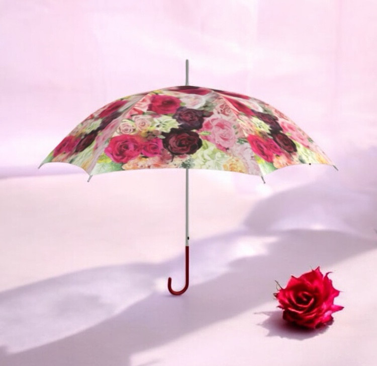 晴雨兼用傘　ジャンプ傘　40本の薔薇　ハンドル革巻き