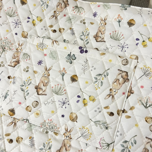 入園入学6点セット】うさぎ柄/キルト生地/ナチュラル/シンプル/入園