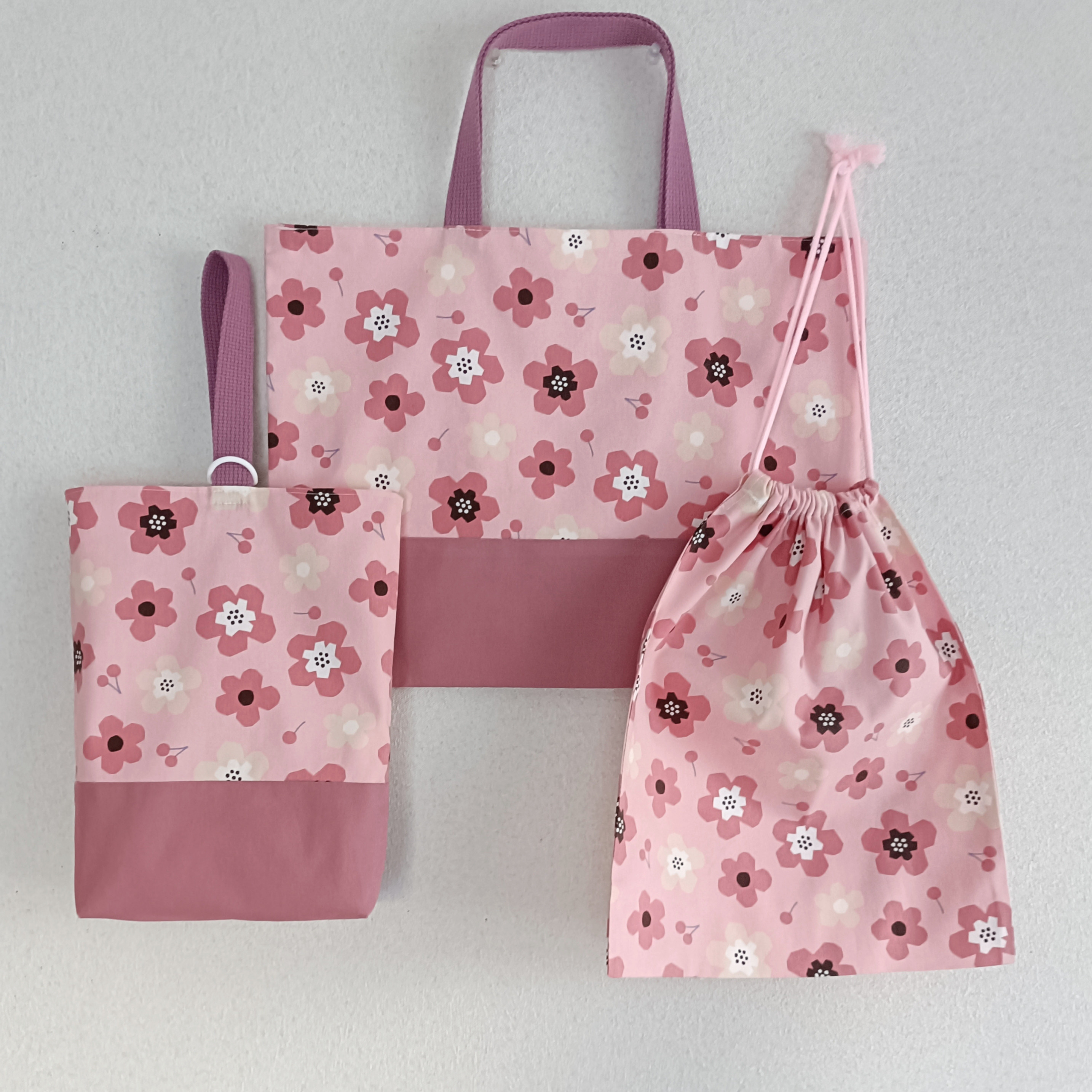 フラワー柄３点セット 北欧風 ピンク