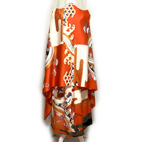 正絹】着物リメイク 豪華振袖ドレス&ショールのセット／キャミ