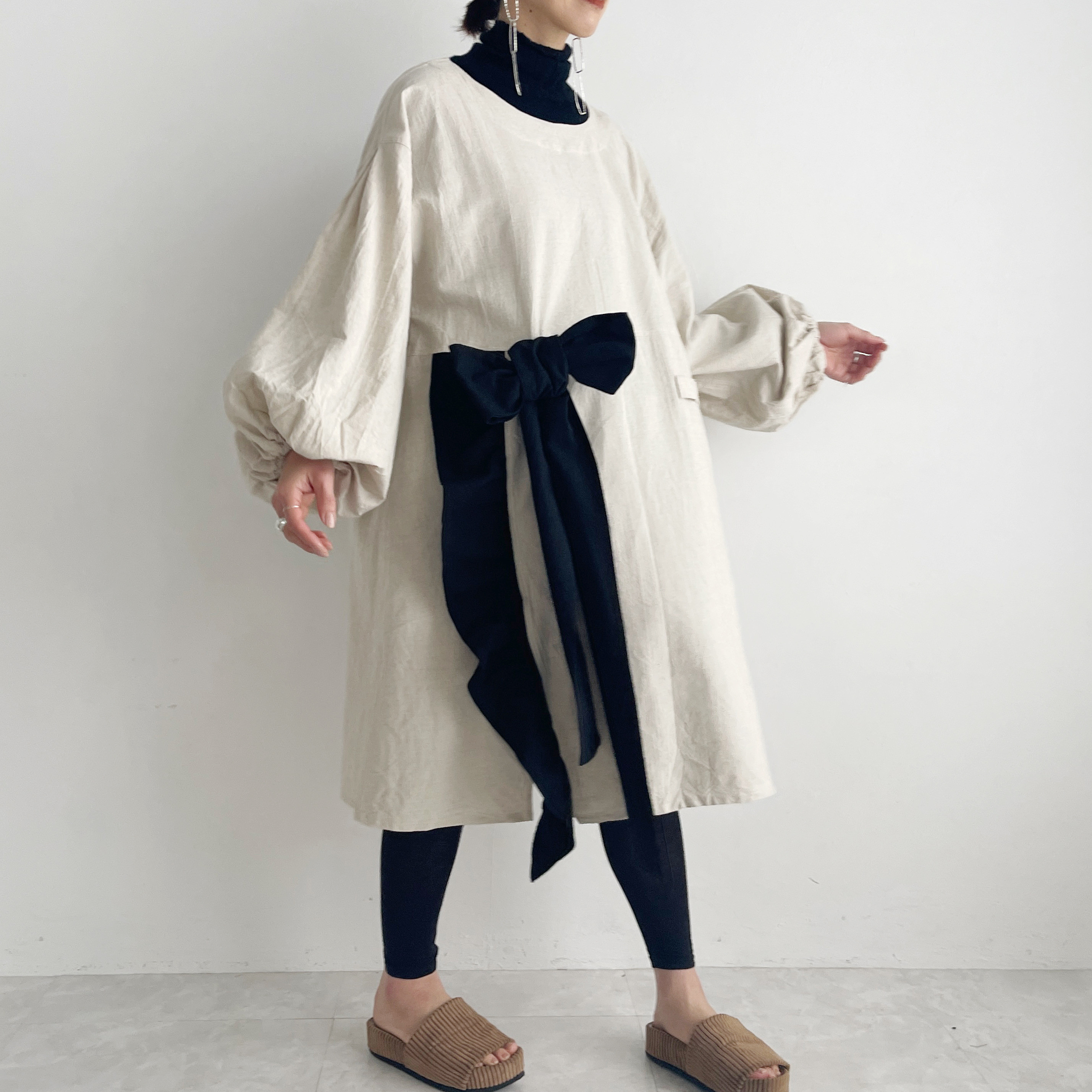 フリルリボン割烹着(kinari)