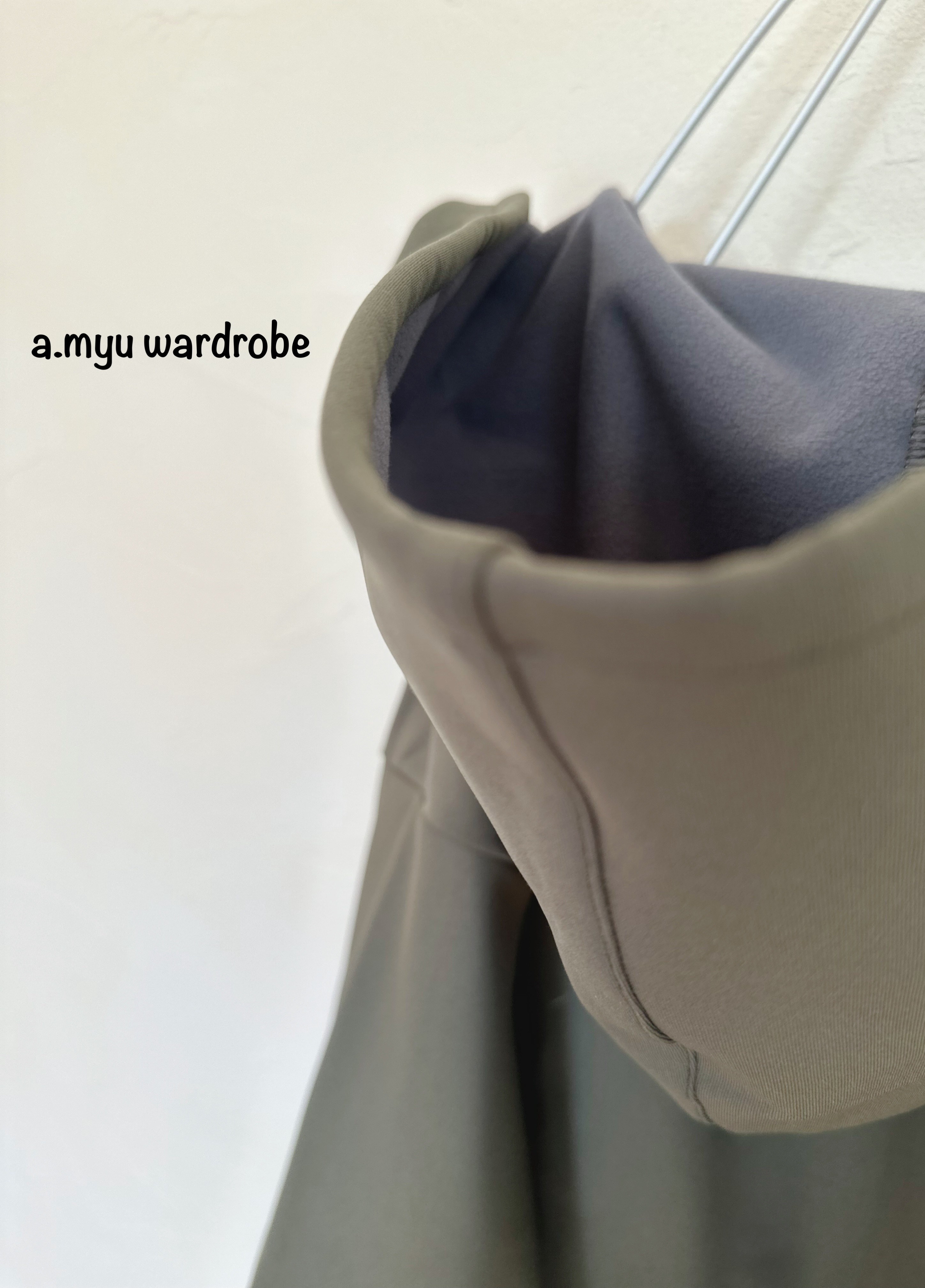 a.myu ソフトシェル素材カーキオーバーサイズコート