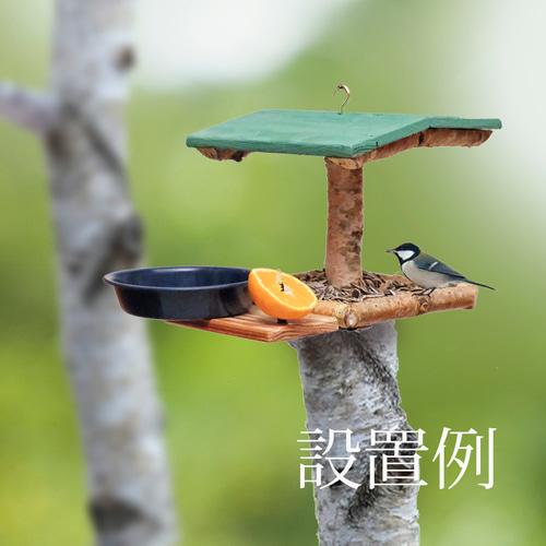 白樺で作った野鳥の餌台＆水浴トレイ ハウス・小屋 ウッディーライフ