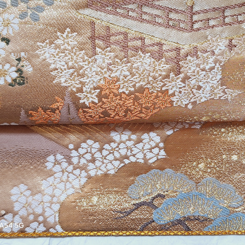 ワンタッチ帯 くらわん帯 正絹袋帯リメイク 金糸松梅菊紅葉御所