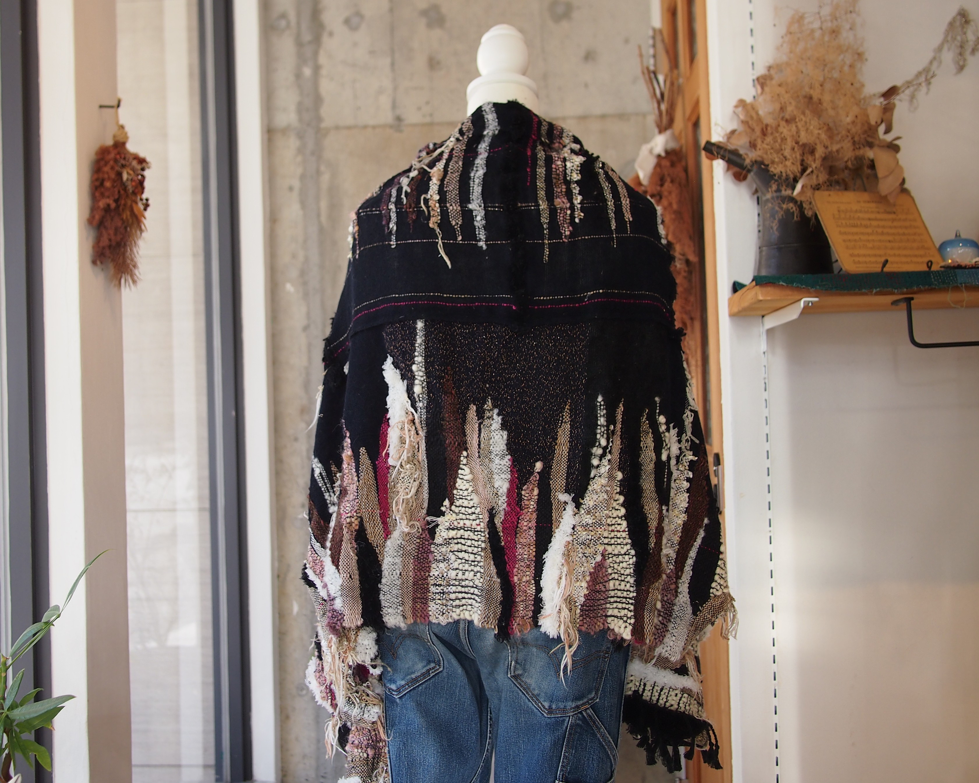 新品 【手作り】 【世界に1つだけ】の さをり織りのれん 【2点】