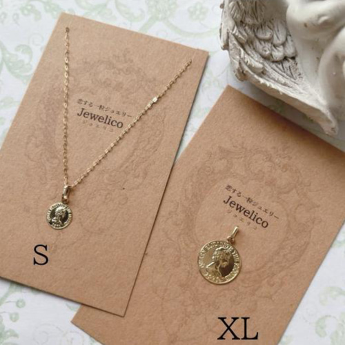 K18 コイン ネックレス 18K トップ 刻印 コイントップ S