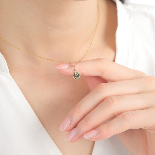 K18 コイン ネックレス 18K トップ 刻印 コイントップ S ペンダント