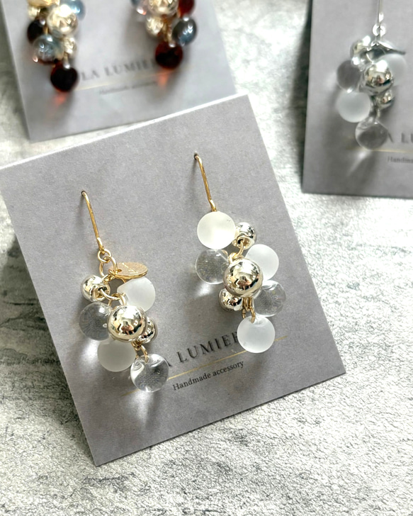 3colorˎˊ˗もこもこ！grappe ピアス/イヤリング⑅*॰ॱ 3枚目の画像