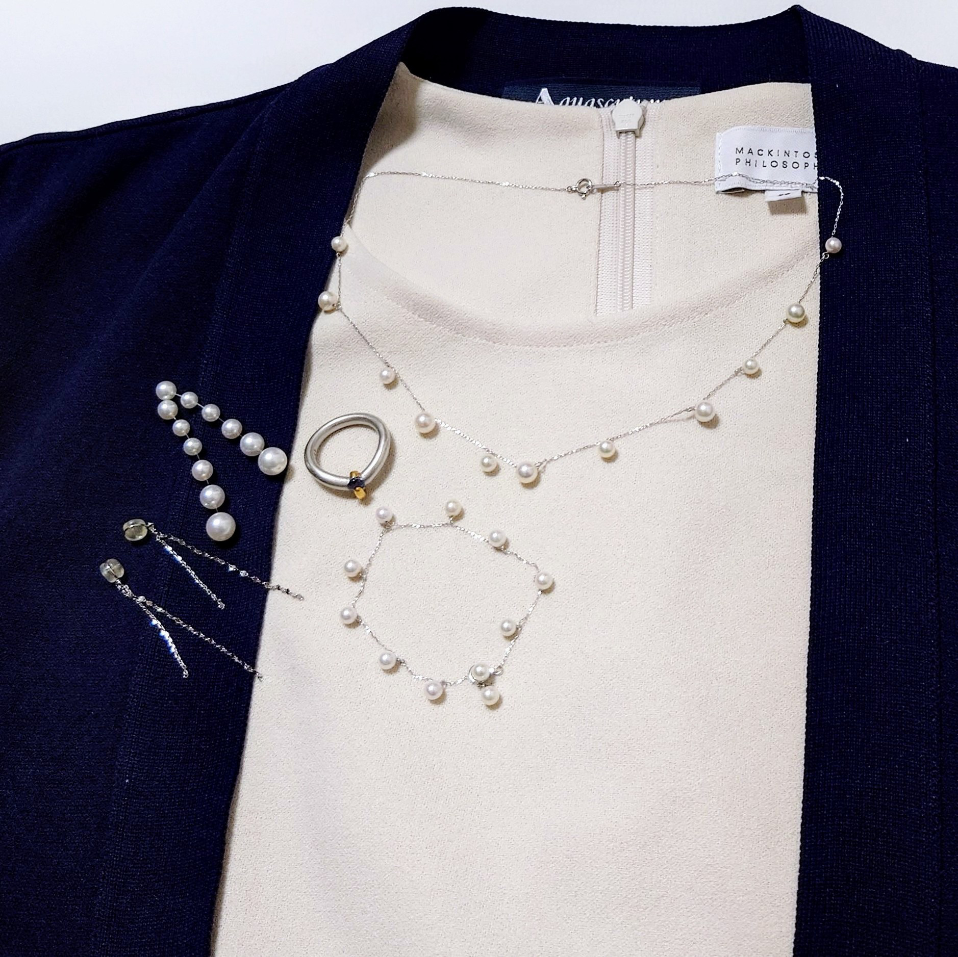 ⭐️K18WG　揺れる　あこや　ベビーパール　首元を華やかに　 ネックレス　ブレスレット　セット　保証書付