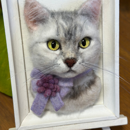 羊毛フェルト猫》 #猫(ねこ)羊毛フェルト オーダー フレーム