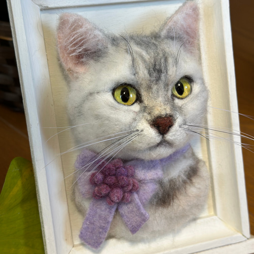 羊毛フェルト猫》 #猫(ねこ)羊毛フェルト オーダー フレーム