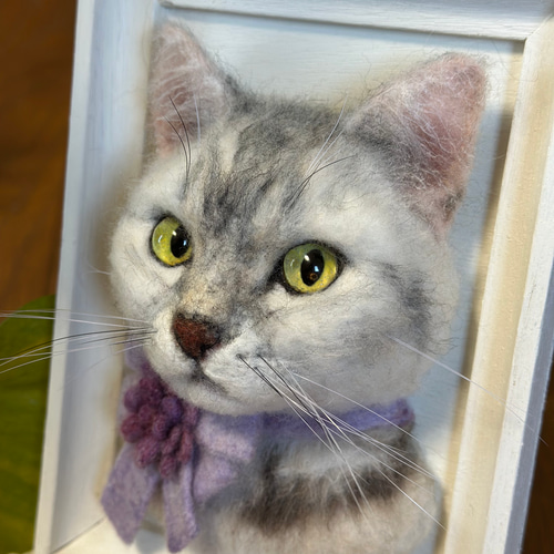 羊毛フェルト猫》 #猫(ねこ)羊毛フェルト オーダー フレーム