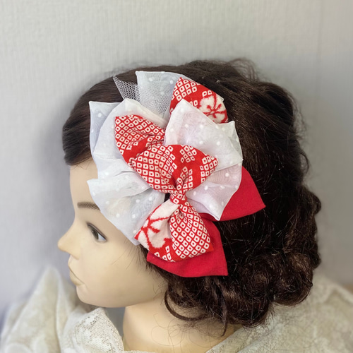 赤 絞り リボン ヘアアクセサリー 髪飾り 七五三 成人式 その他ヘア