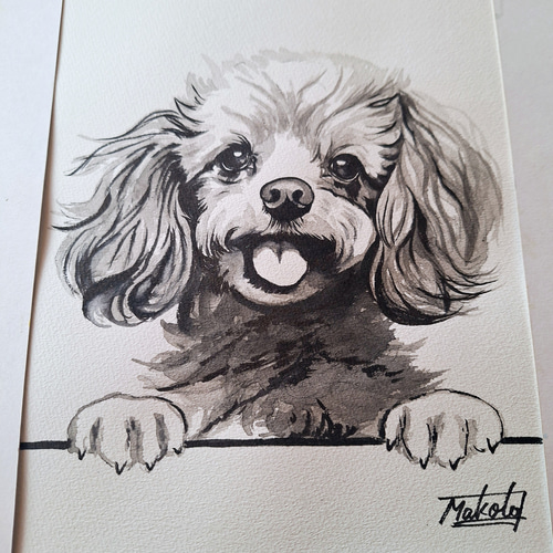 趣味の水墨画 水墨画 Toy Poodle 絵画 makochin 通販 18863478｜Creema(クリーマ)