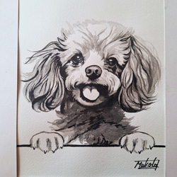 ♡手描き♡水墨画♡額付き♡ 親子の犬 74df5ef12c47bb5202735e9ac4ffd3