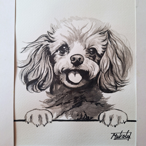 水墨画 Toy Poodle 絵画 makochin 通販 18863478｜Creema(クリーマ)