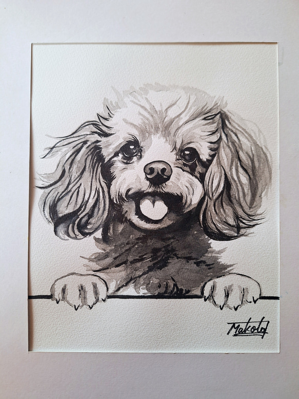 水墨画 Toy Poodle 絵画 makochin 通販 18863478｜Creema(クリーマ)