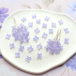 オリジナル新作★7mm ライラック　藤　ラベンダー　アジサイ　ミニお花のガラスビーズ　パステルパープル 16枚目の画像