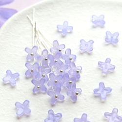オリジナル新作★7mm ライラック　藤　ラベンダー　アジサイ　ミニお花のガラスビーズ　パステルパープル 15枚目の画像