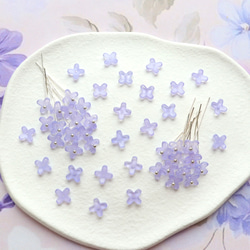 オリジナル新作★7mm ライラック　藤　ラベンダー　アジサイ　ミニお花のガラスビーズ　パステルパープル 14枚目の画像