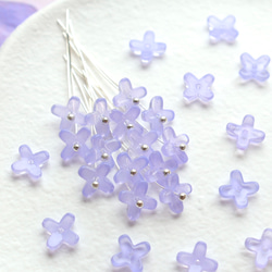 オリジナル新作★7mm ライラック　藤　ラベンダー　アジサイ　ミニお花のガラスビーズ　パステルパープル 9枚目の画像