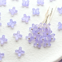 オリジナル新作★7mm ライラック　藤　ラベンダー　アジサイ　ミニお花のガラスビーズ　パステルパープル 10枚目の画像