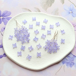 オリジナル新作★7mm ライラック　藤　ラベンダー　アジサイ　ミニお花のガラスビーズ　パステルパープル 17枚目の画像