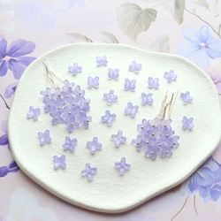 オリジナル新作★7mm ライラック　藤　ラベンダー　アジサイ　ミニお花のガラスビーズ　パステルパープル 6枚目の画像