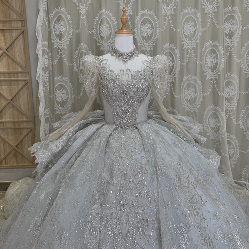 ウェディング キラキラ 結婚式 パーティー ドレス 韓国 韓国スタイル キラキラ ウェディングドレス | MINLADY BRIDE