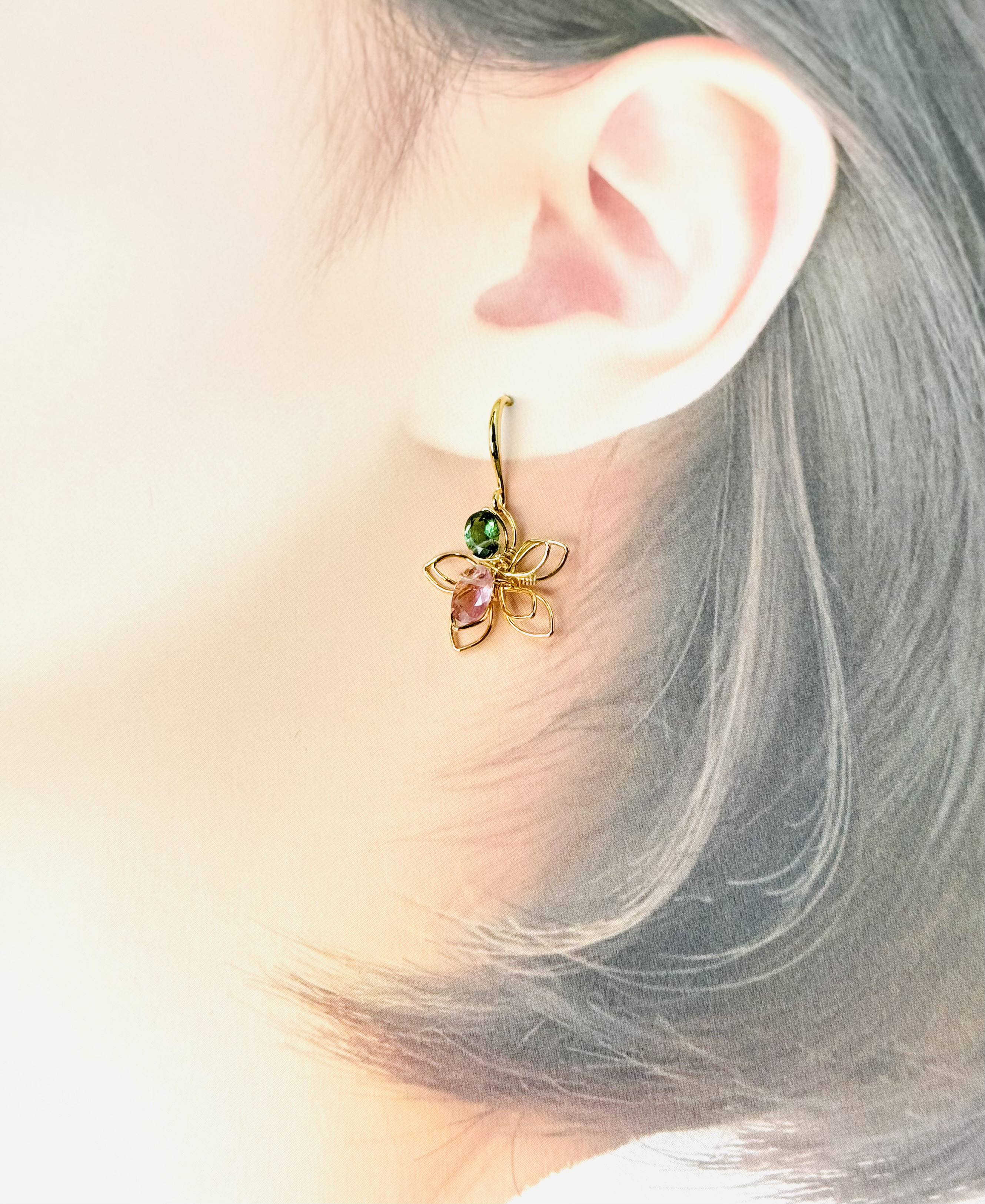 春色トルマリンピアス