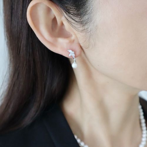 CZビジュー×国産貝パール ピアス/イヤリング ピアス（スタッド