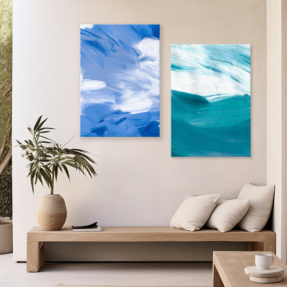現代アート インテリア　抽象画　アート　北欧アート　人物画　海　空　波　ブルー 北欧アートパネル_ UMI 海 SORA 空 キャンバスインテリアアート