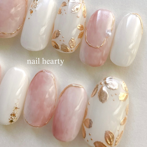 白桃 ネイルチップ ブライダル ウエディング 結婚式 成人式 卒業式 白