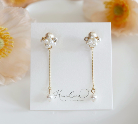 小さなパールが揺れるパール&パールピアス/イヤリング▪︎上品▪︎ウェディング 13枚目の画像