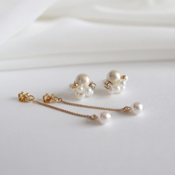 小さなパールが揺れるパール&パールピアス/イヤリング▪︎上品▪︎ウェディング 7枚目の画像