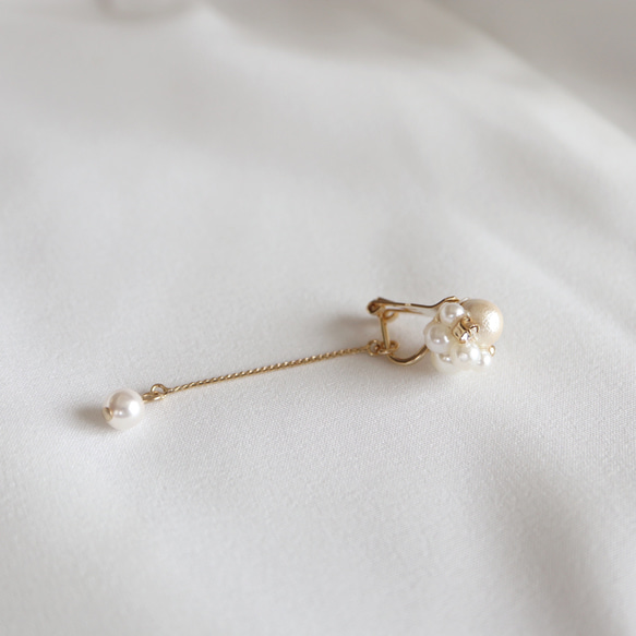 小さなパールが揺れるパール&パールピアス/イヤリング▪︎上品▪︎ウェディング 8枚目の画像