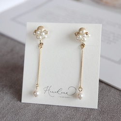 小さなパールが揺れるパール&パールピアス/イヤリング▪︎上品▪︎ウェディング 3枚目の画像