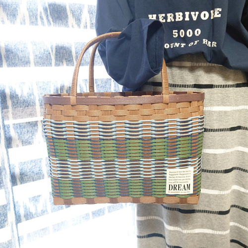 ちかこ クラフトバンド かごバッグ Let's make a patterned gift