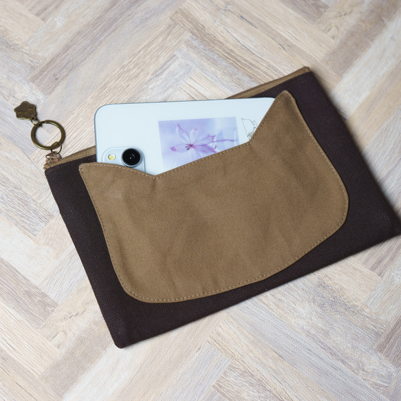 コーヒー・猫のファスナーポーチ 1枚目の画像