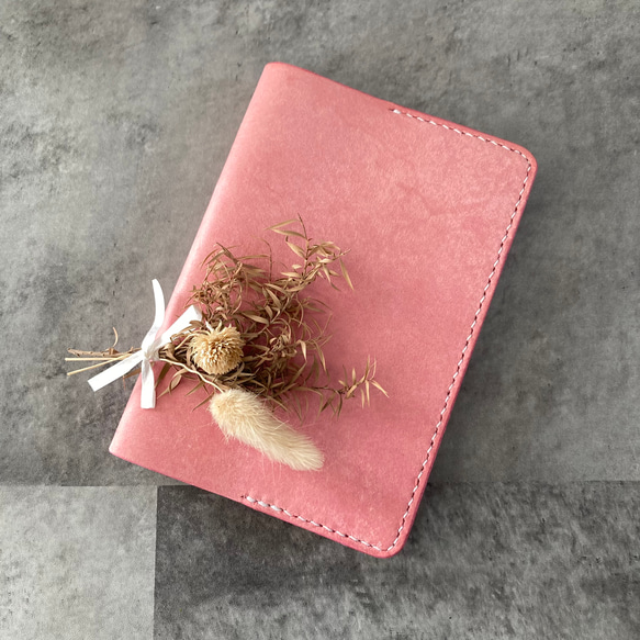 イタリアンレザー マヤ ブックカバー 文庫本サイズ ローズ ピンク