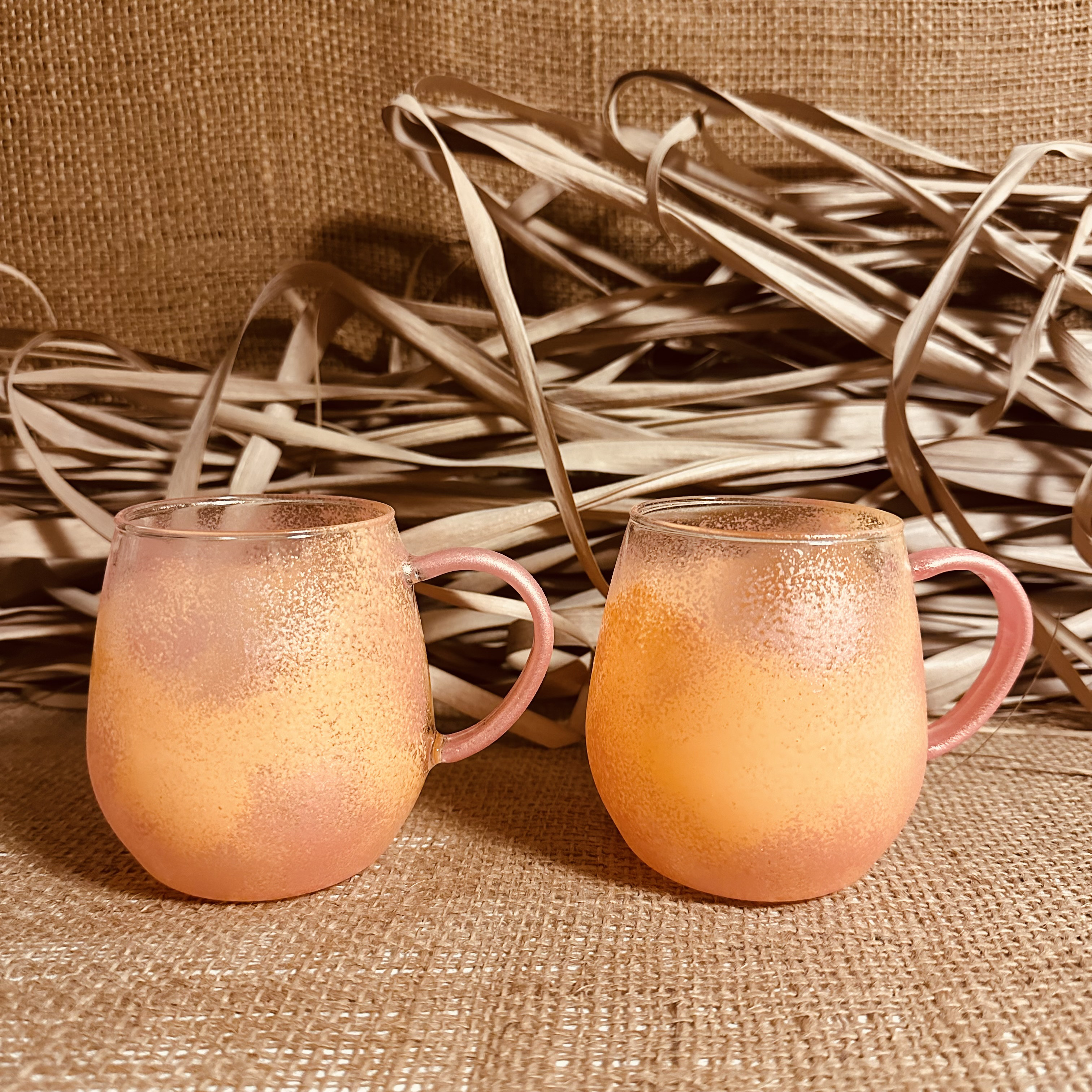 新品　萩焼　岡田　裕　ビールジョッキ　手作りオレンジ色マグカップ　お湯割　焼酎 okinawan botanical colors (orange pink) /ビールジョッキ／耐熱マグ1
