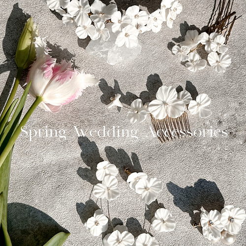 人気】ホワイトフラワー 大ぶりピアス ブライダルアクセサリー 結婚式