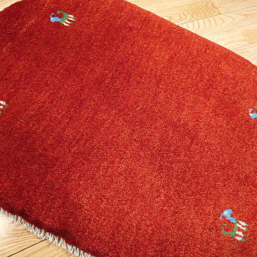 ペルシャ ギャッベ ソファ前 128×75 茜色 ヤギ